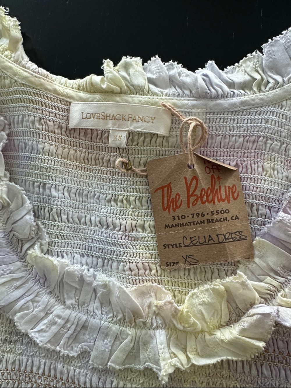 LoveShackFancy Pastel Knit Mini Dress with Gold Floral Embroidery - Picture 4 of 6